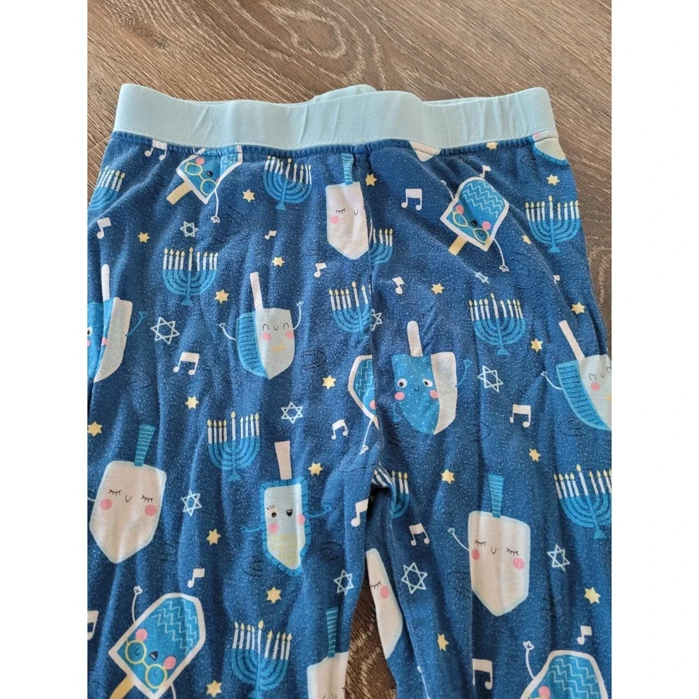 Little Sleepies Hanukkah Bamboo Pajama Pants Blue Dreidel Menorah Kids 5/6 #9
